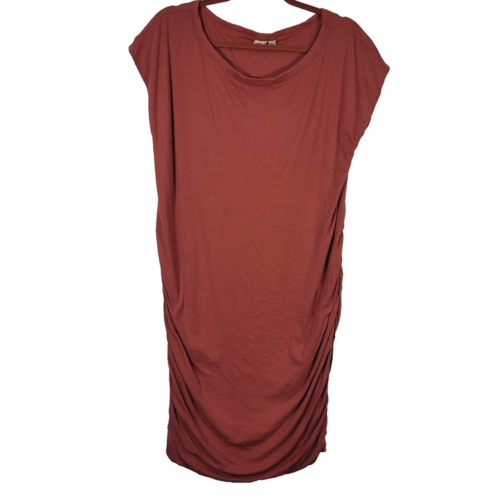 GAP Maternity Dress Womens Large Rust Ruched Side T‎ Shirt Casual Knee Length